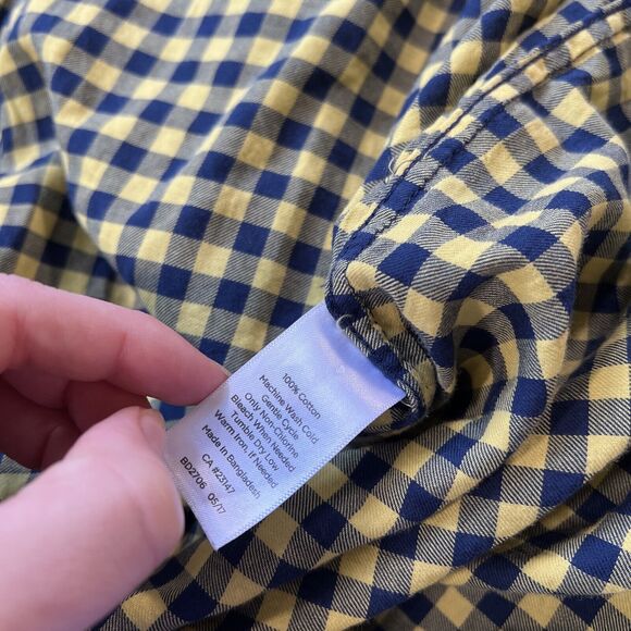 Talbots Gingham Button Up Blouse Top Size XL Long Sleeve Yellow Blue Collared - Picture 8 of 10
